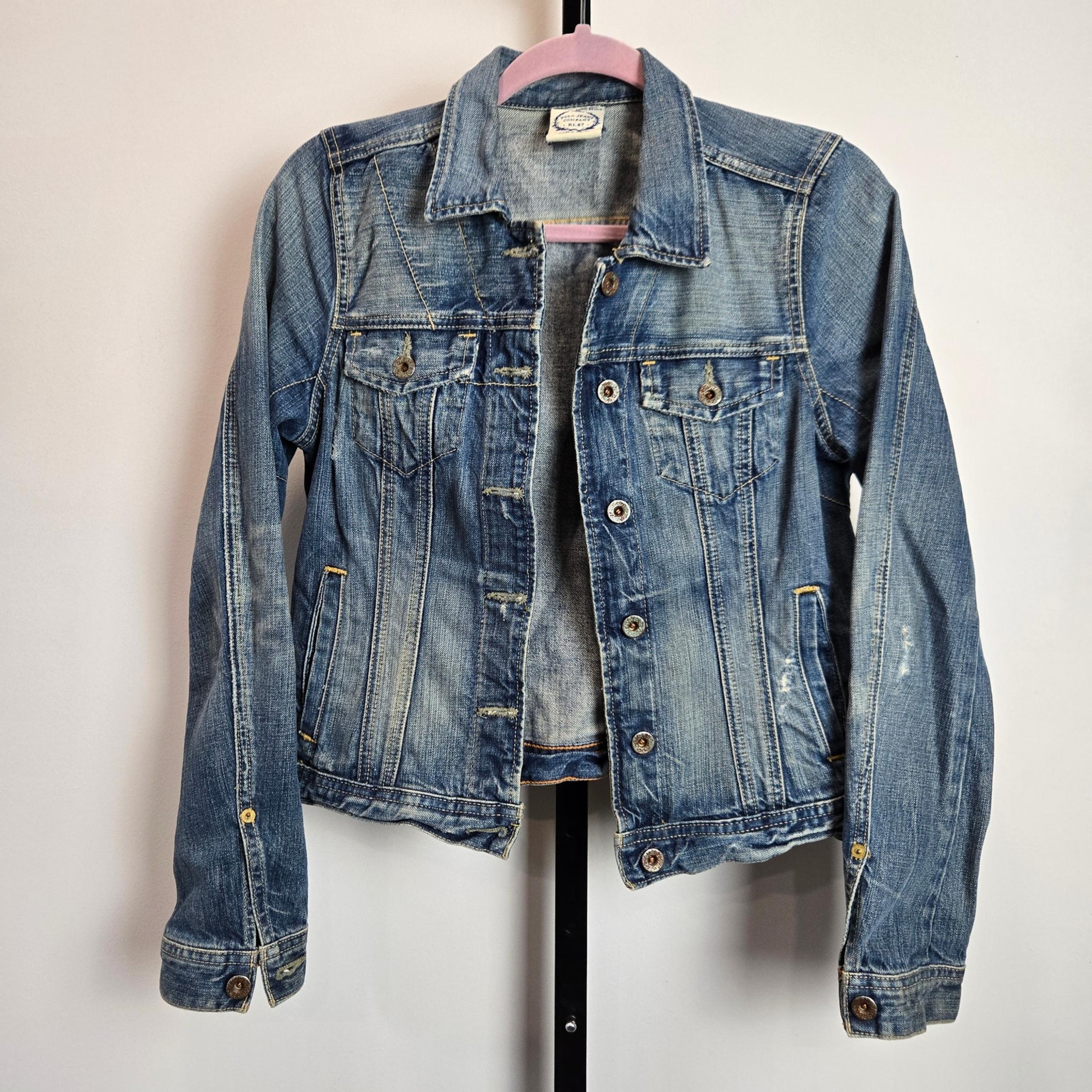 VTG Polo Jeans Ralph Lauren Lydia Repair Denim Jean Jacket Button Trucker Small