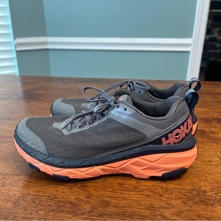 Hoka Women’s Challenger Air 5 gray orange size 6.5 Trail Running shoe