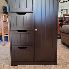 Wood Bathroom Floor Cabinet Kitchen Cupboard with 4 Storage Drawers - NEW