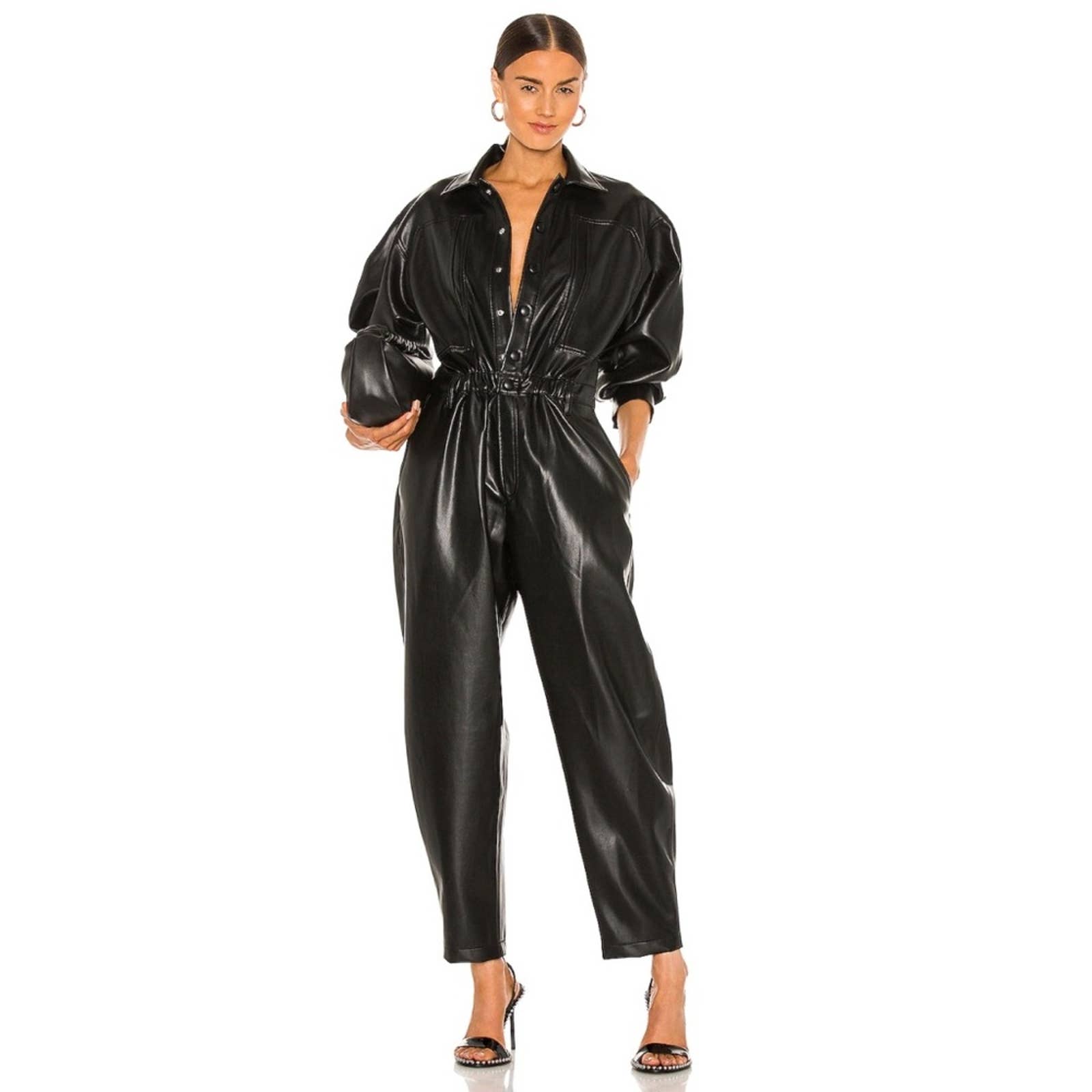 AGOLDE Vegan Leather 80's Waisted Jumpsuit Size 8
