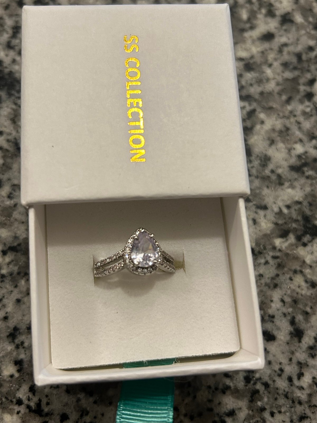 *sale* 3CT Pear-Cut sterling silver engagement ring size 8
