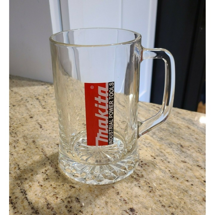 Makita Industrial Power Tools Glass Stein Mug Nice Condition White Red Black