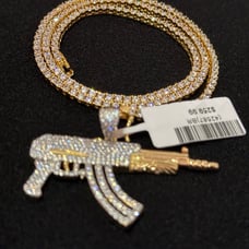 14K GOLD PLATED ICED OUT DIAMOND SIMULATED   CHAINS 20” BEST OF THE BEST JEWEL