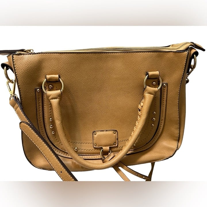 Sole Society Tan Camel Handbag Vegan Leather with crossbody and shoulder handle