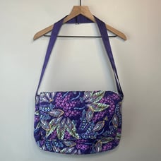 Vera Bradley Batik Leaves Cotton Crossbody Laptop Messenger Bag