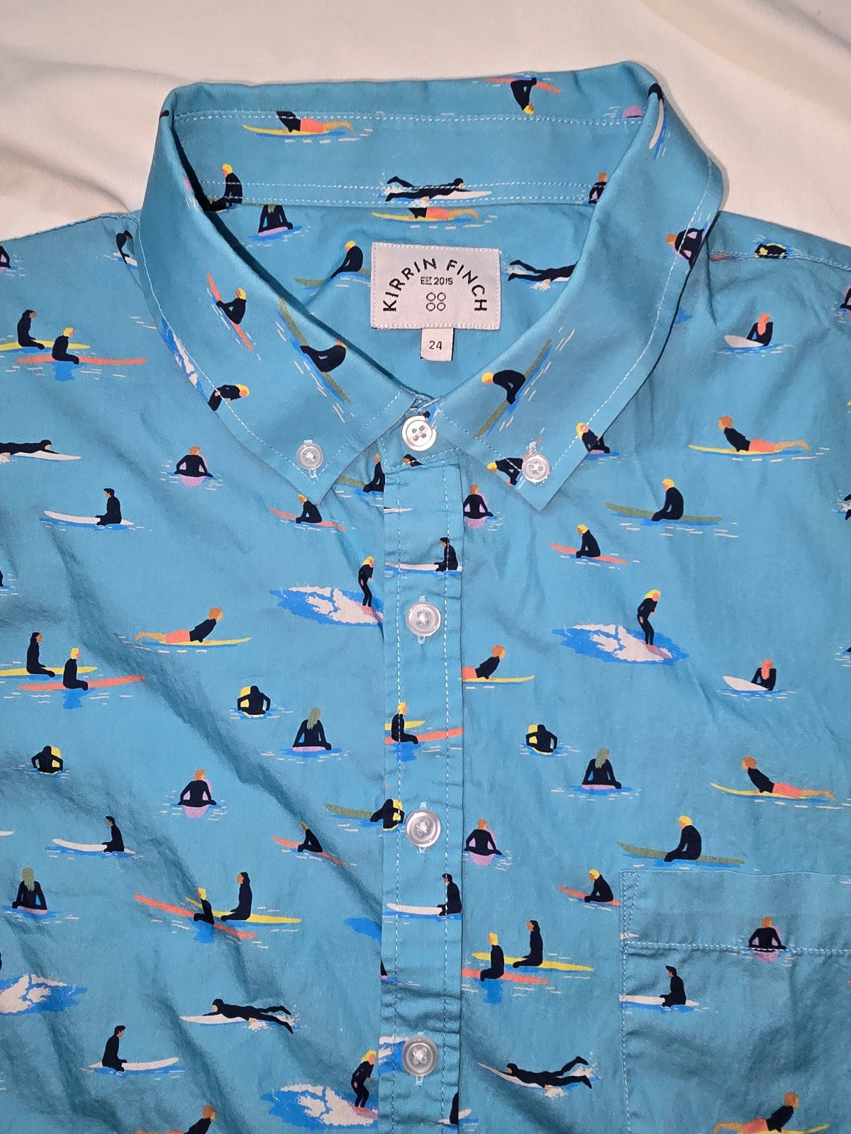 Kirrin Finch The Ray Surfer Short Sleeve Casual Button Down Shirt Size 24
