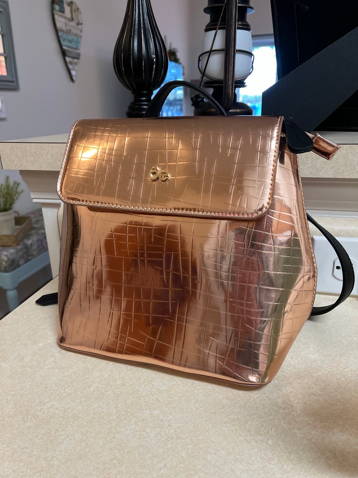 Ce Cloe Rose Gold Metallic Backpack