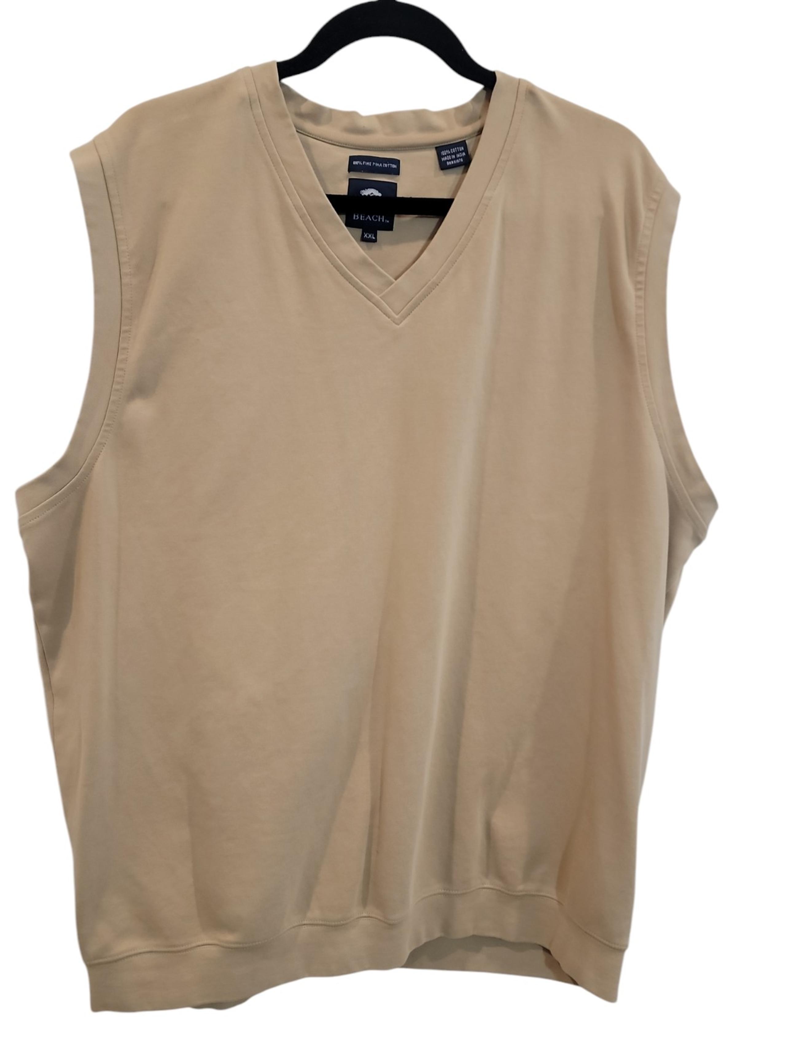 Pebble Beach Golf Vest Men's XXL Tan 100% Fine Pima Cotton