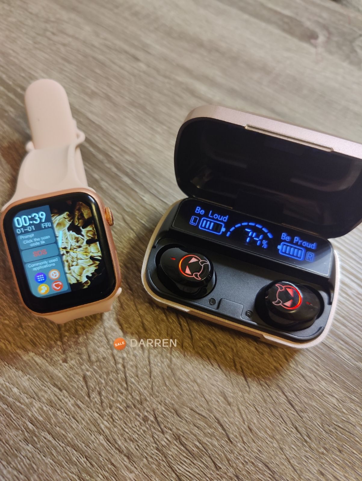 COMBO~Smart Watch Sports Tracker Bluetooth Call + Bluetooth 5.1 Earbuds Earphone