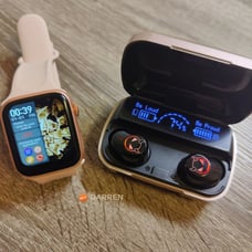 COMBO~Smart Watch Sports Tracker Bluetooth Call + Bluetooth 5.1 Earbuds Earphone