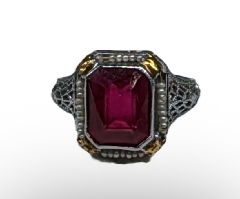 14K ring with Red Stone