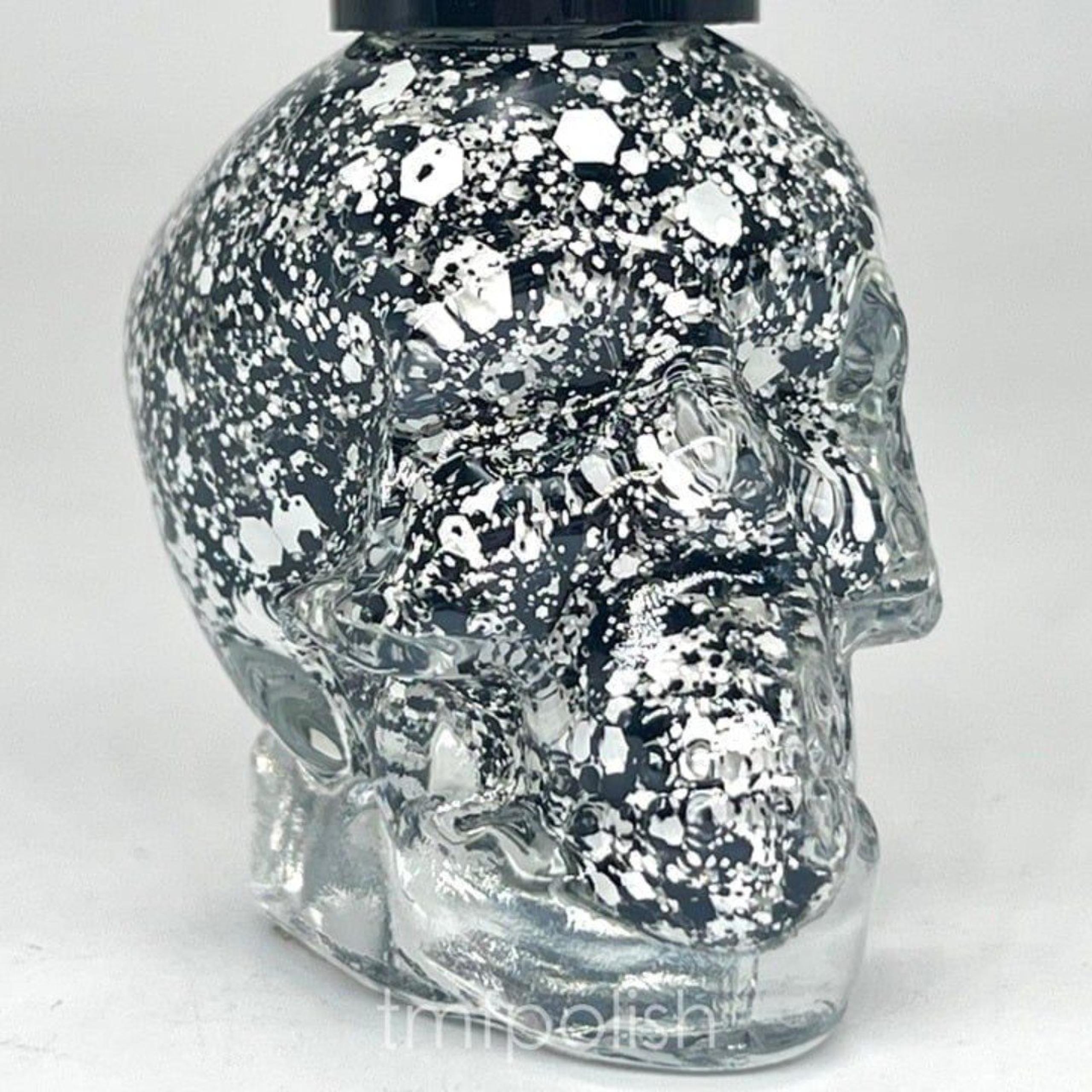 New Skull Nail Polish - White & Black Splatter - Blackheart