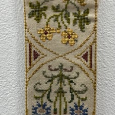 Vintage Tapestry Needlepoint Wall Pull Satin Back Florals Religious Brass Edge