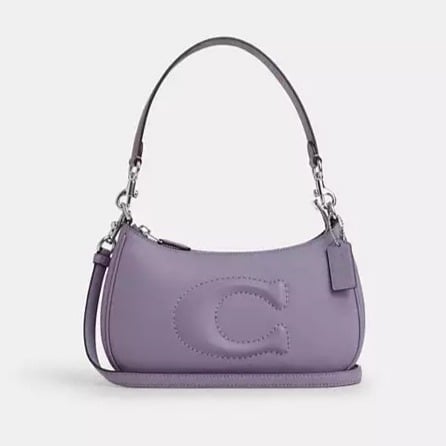 Coach CR099 Teri Shoulder leather Bag Silver/Light Violet (Firm Price)