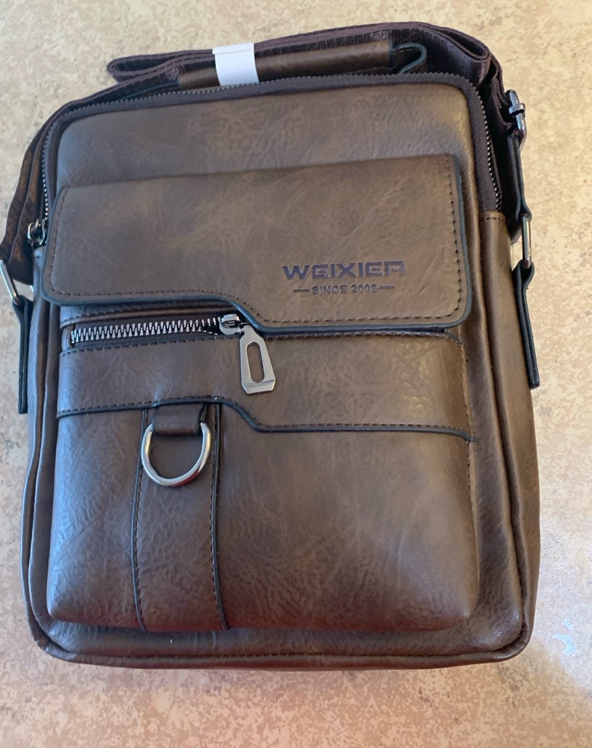 New! Mens “Weisier” Brown Genuine Leather Bag, Messenger, Crossbody Bag