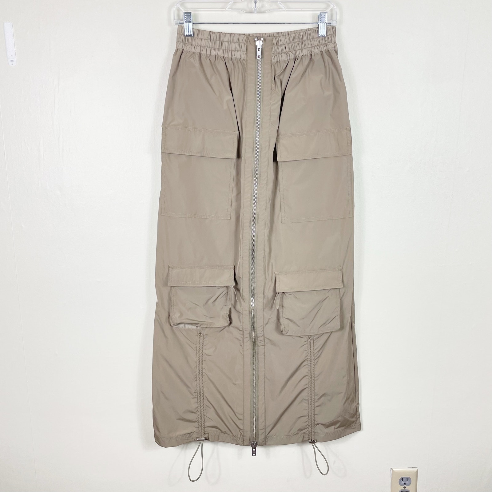 Revolve H:ours Tan High Rise Elastic Waist Cargo Style Emerson Maxi Skirt