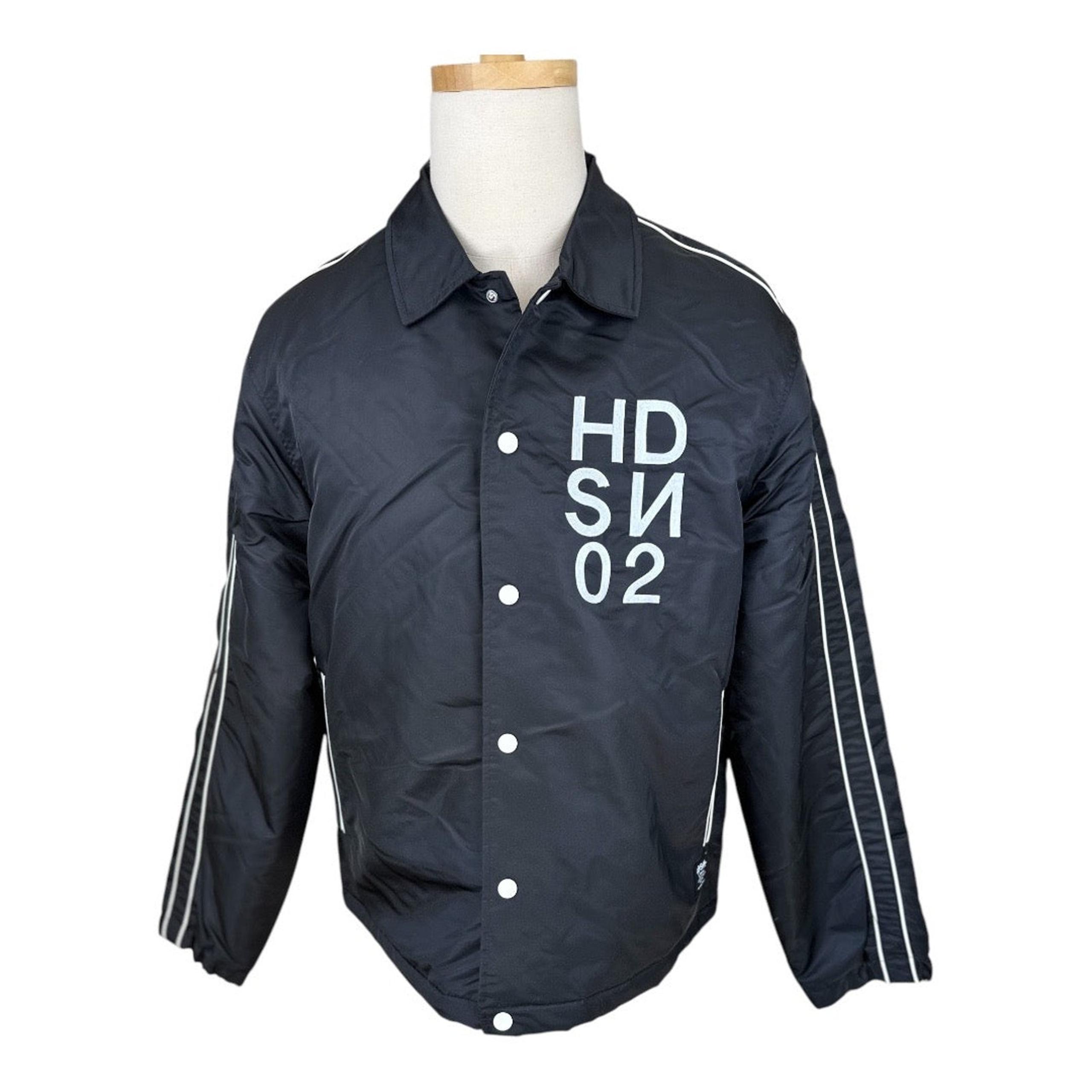 Hudson Black Nylon Padded Coach Green Lined Mens Snap Jacket Large