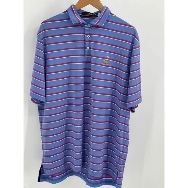 Ralph Lauren RLX Polo Shirt Golf Men's Size XL Stripes Blue Pink Short Sleeve