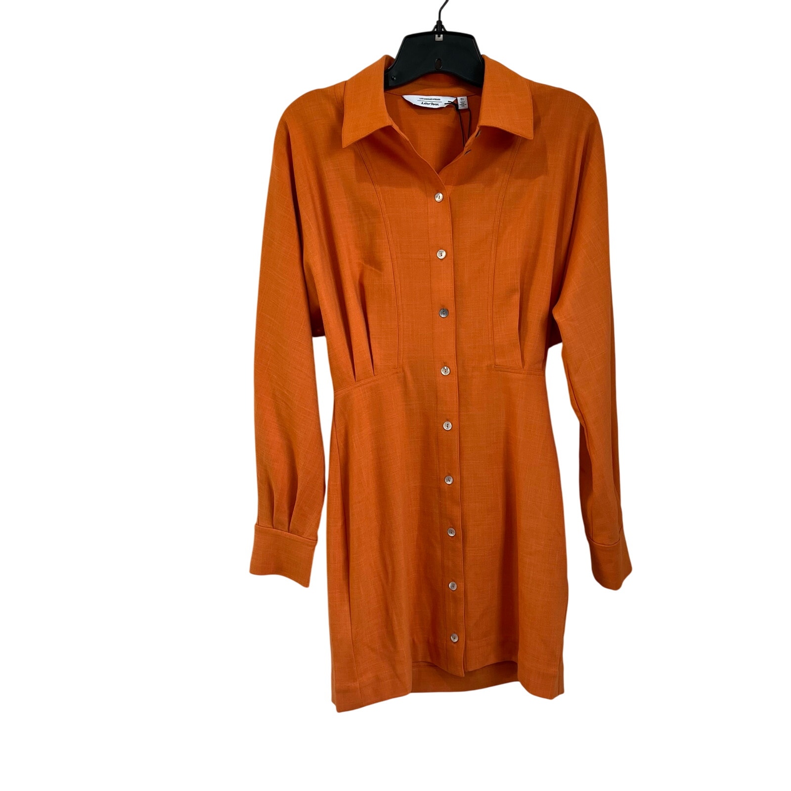 & Other Stories Orange Long Sleeve Shirt Mini Dress Size 2 NWT