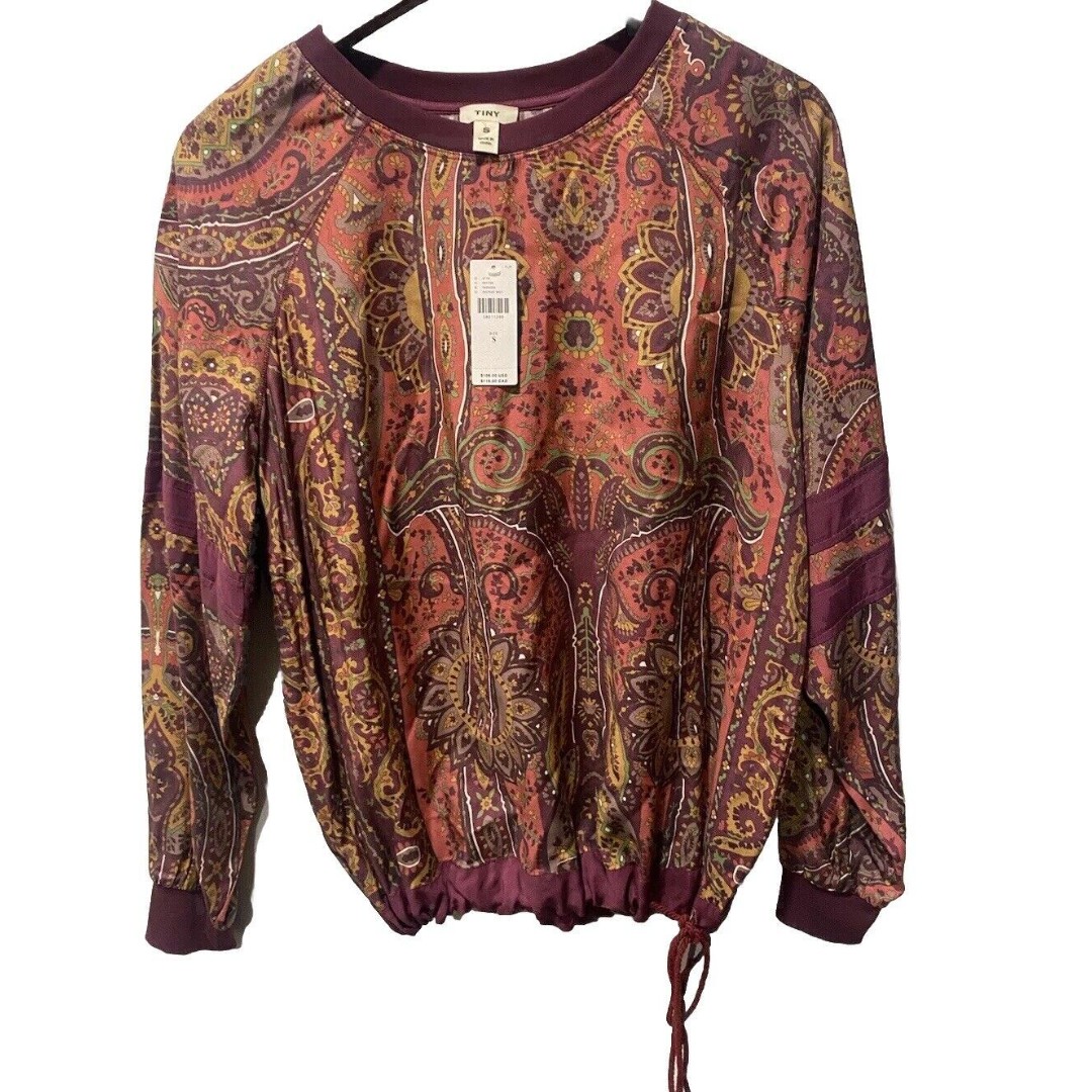 Anthropologie Tiny Long Sleeve Paisley Print Top S NWT