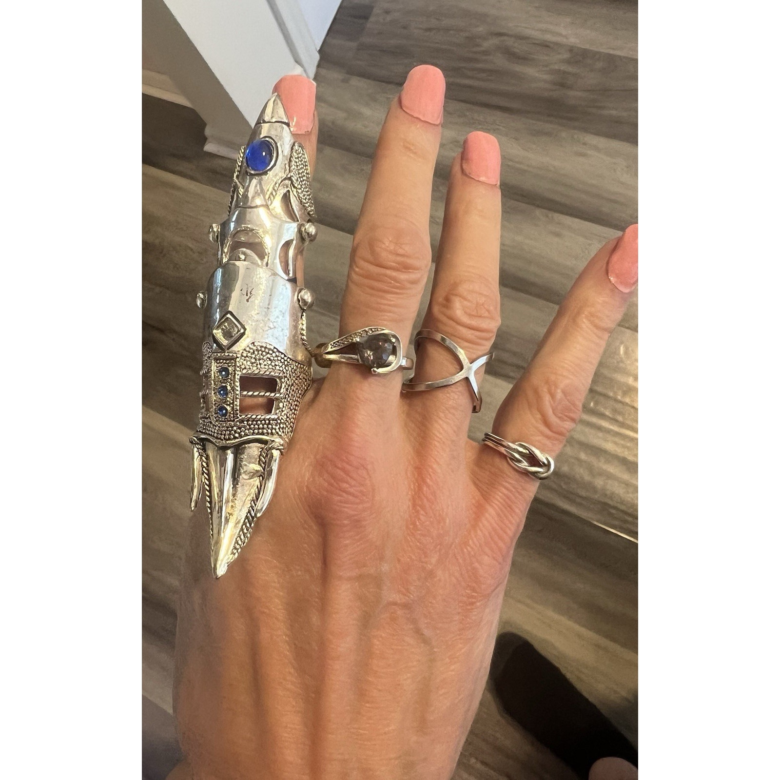 Finger Armor Ring Blue Stone