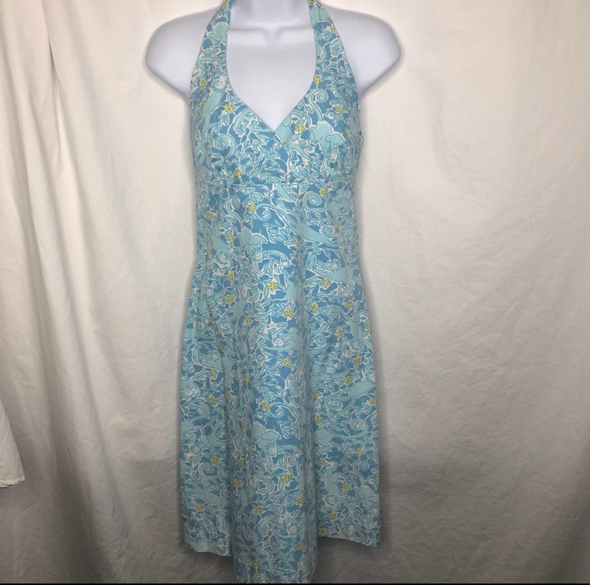 Vintage Lilly Pulitzer Sun Dress Halter Dress with Monkeys Chef