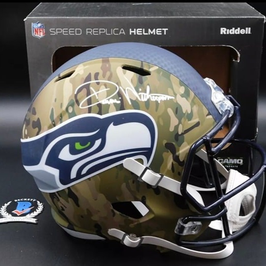Devon Witherspoon FULL NAME Signed Full Size Seahawks Camo Speed Helmet BAS COA