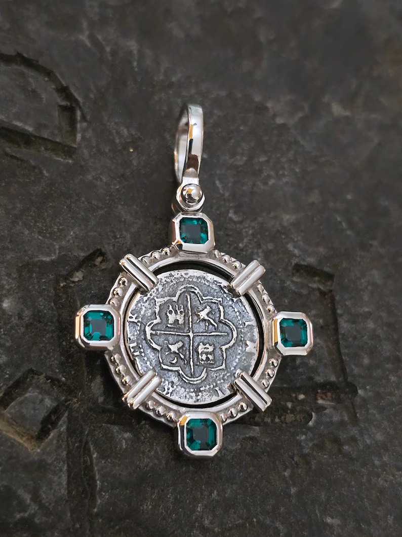 Atocha silver emerald cut topaz sunken treasure coin