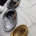 3 Pcs. Kromex Serving Tray 360° rotatable holder / Gold oval Serving Tray