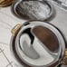 3 Pcs. Kromex Serving Tray 360° rotatable holder / Gold oval Serving Tray