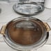 3 Pcs. Kromex Serving Tray 360° rotatable holder / Gold oval Serving Tray