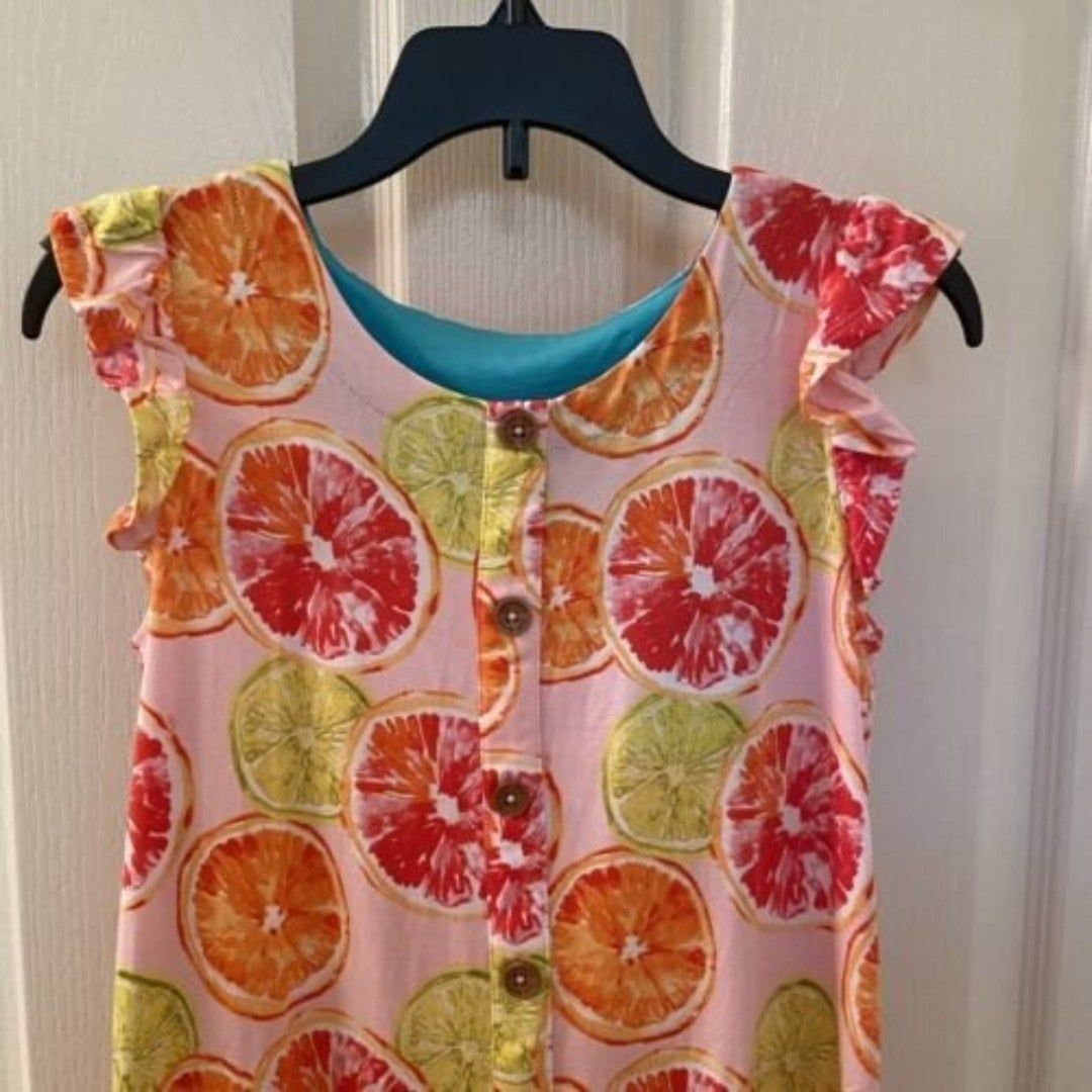 Posh Peanut Citrine Ruffled Cap Sleeve Henley Hi-Low Dress Girls Size 8 NWT