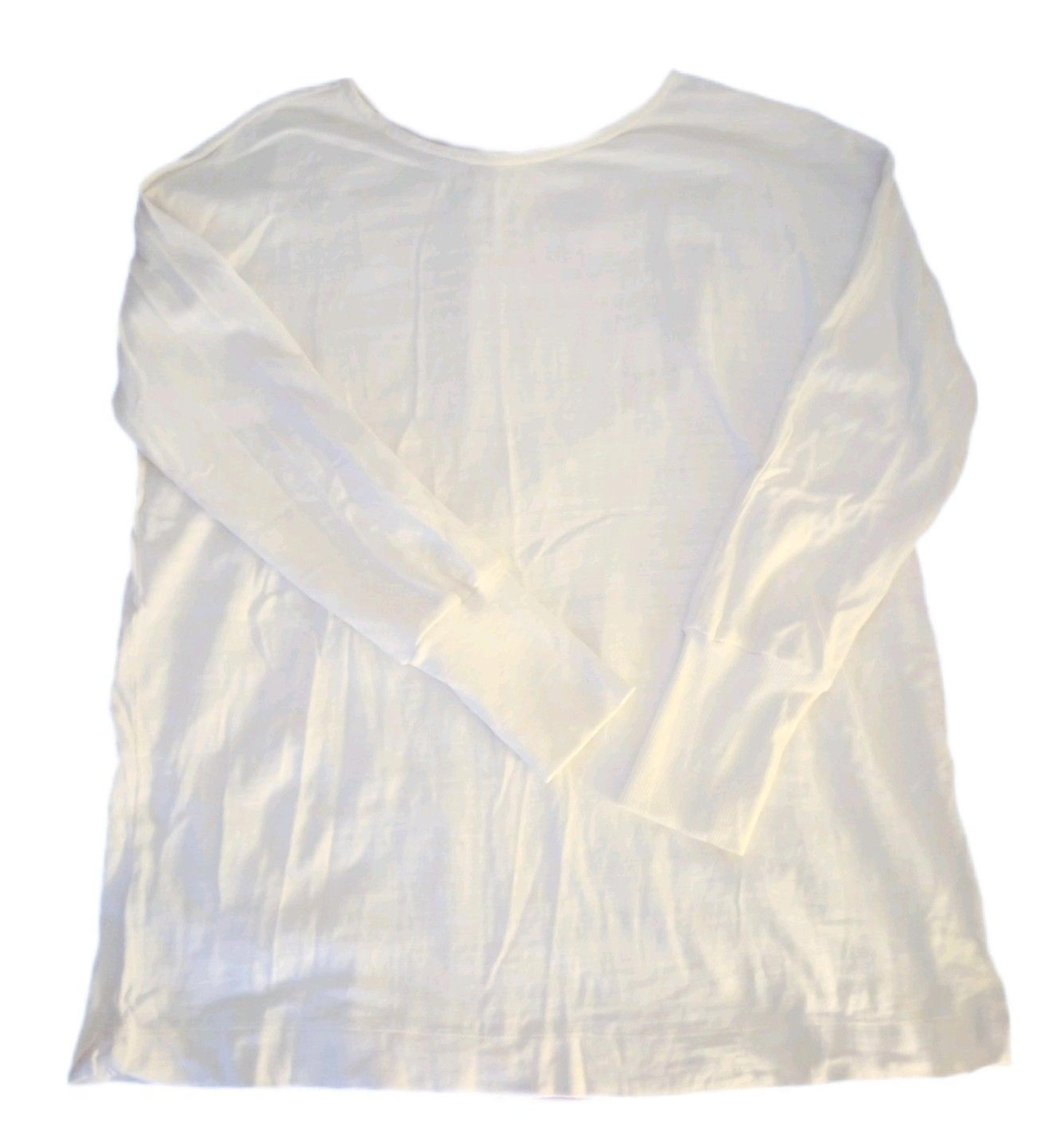 Ann Taylor Loft White Long Sleeve Oversized Tunic Top sz Med Womens Banded Cuff