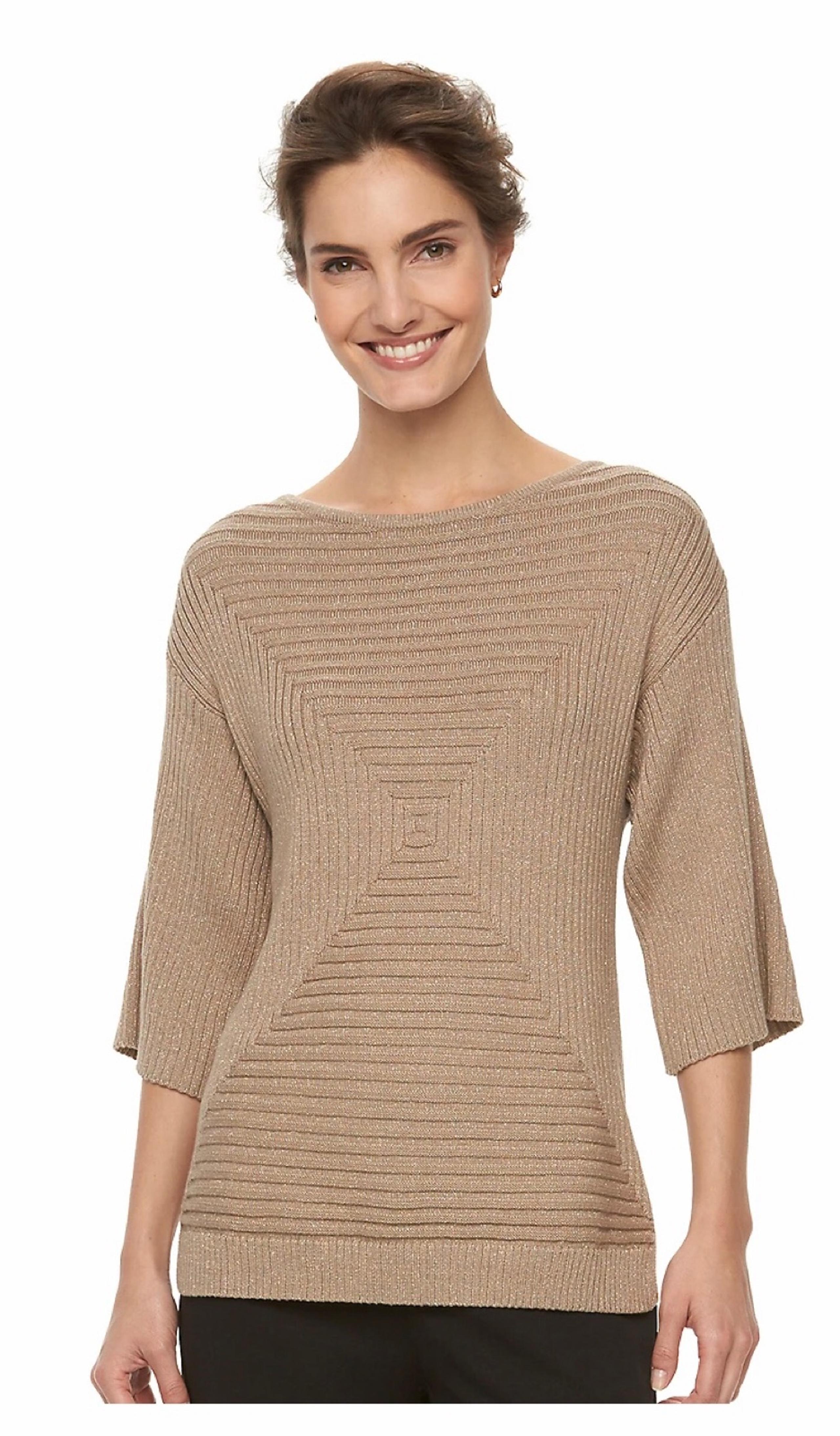 NWT Dana Bachman 260 Gold Lurex Boatkneck sweater Sz XL
