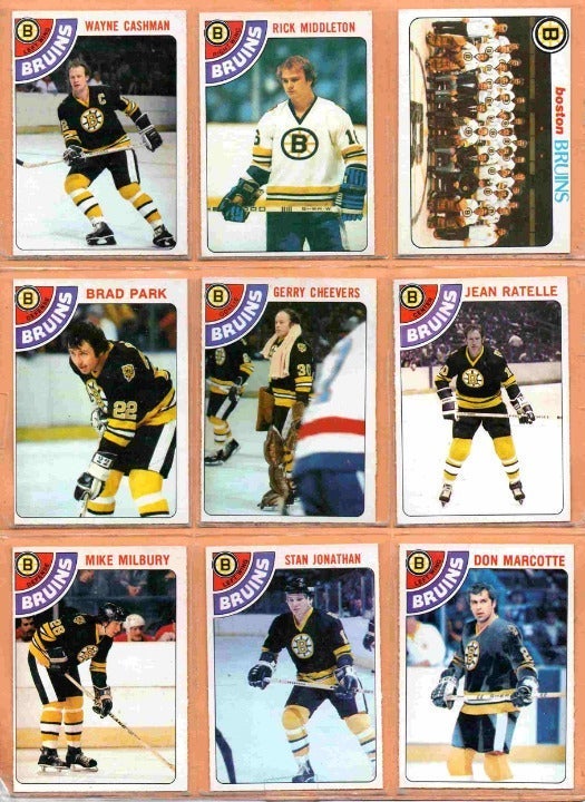 1978 OPC Boston Bruins Team Lot 16 diff Gerry Cheevers Brad Park Rick Middleton