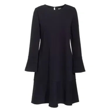 Theory Black Tulip Hem Bell Sleeve Dress, Size 8