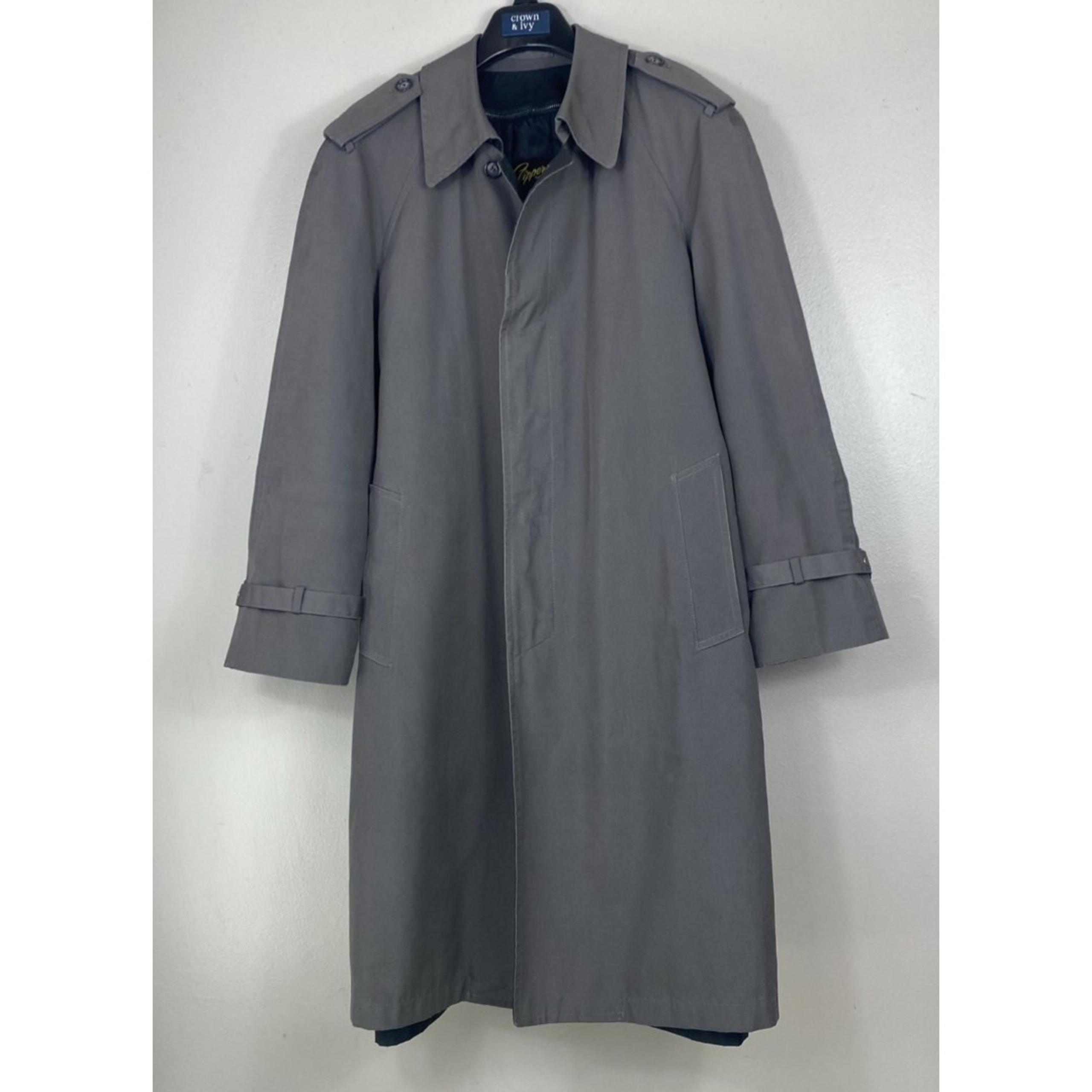 Vintage CLIPPER MIST Men's Size 38 Reg Gray Trench Over Coat w/ Zip-Out Liner