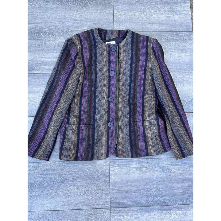KASPER FOR A.S.L. PETITE Wool Alpaca Blend Stripe women classic jacket Size 10
