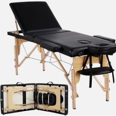 84 L Massage Table 3 Fold Adjustable Portable Facial Spa Salon Bed Tattoo Black