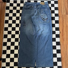 Blue Flaming Skull Jnco Jeans