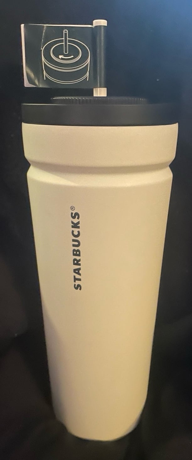 Starbucks Matte White & Black Vacuum Insulated Leakproof Twist 24 Oz SS Tumbler