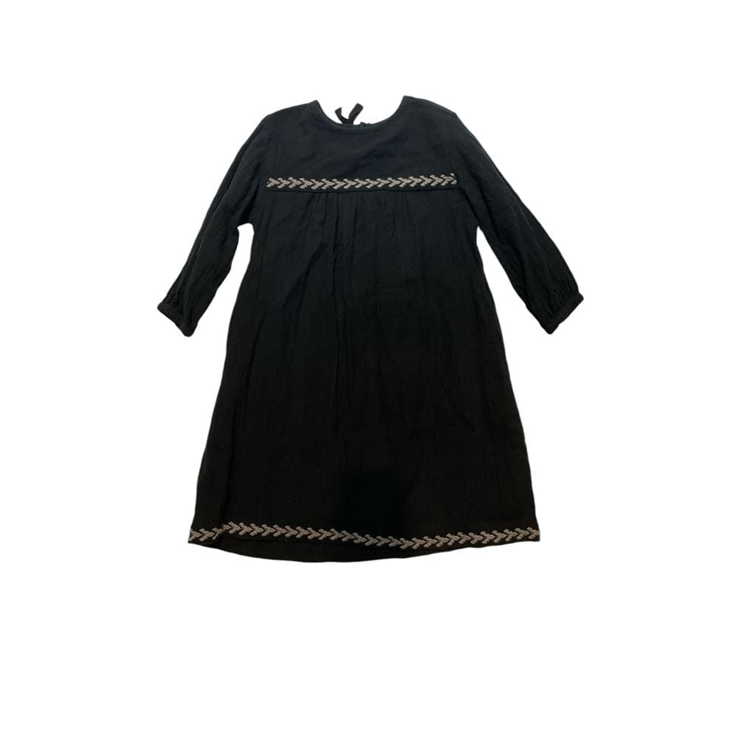 Polder Girl Black Long Sleeve Dress with Embroidered Trim Kids Size 6