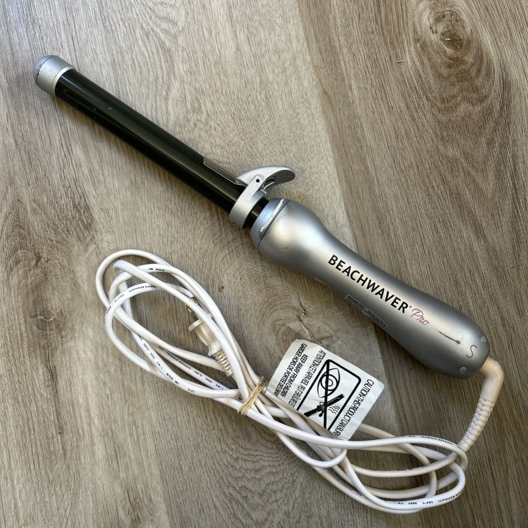 Beachwaver Pro S 1” BW1136 Rotating Ceramic Curling Iron Silver Tested Works