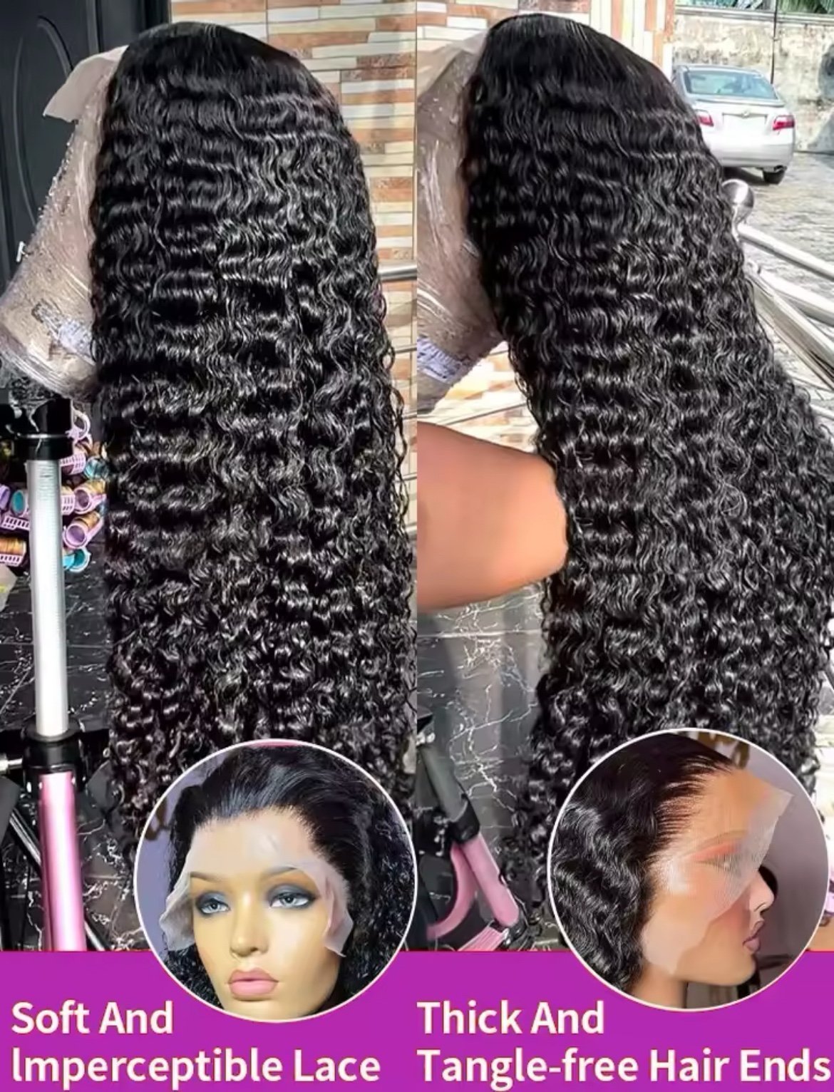 Water Curly Glueless wear and go Deep Wave 13x4 Lace Frontal