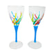 Pair 2 Trix Wine Stemmed Glasses 8.25 Hand-Painted Italian Crystal