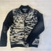 Tie-dye design varsity jacket, black and white, street/y2k/visual kei style.