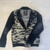 Tie-dye design varsity jacket, black and white, street/y2k/visual kei style.