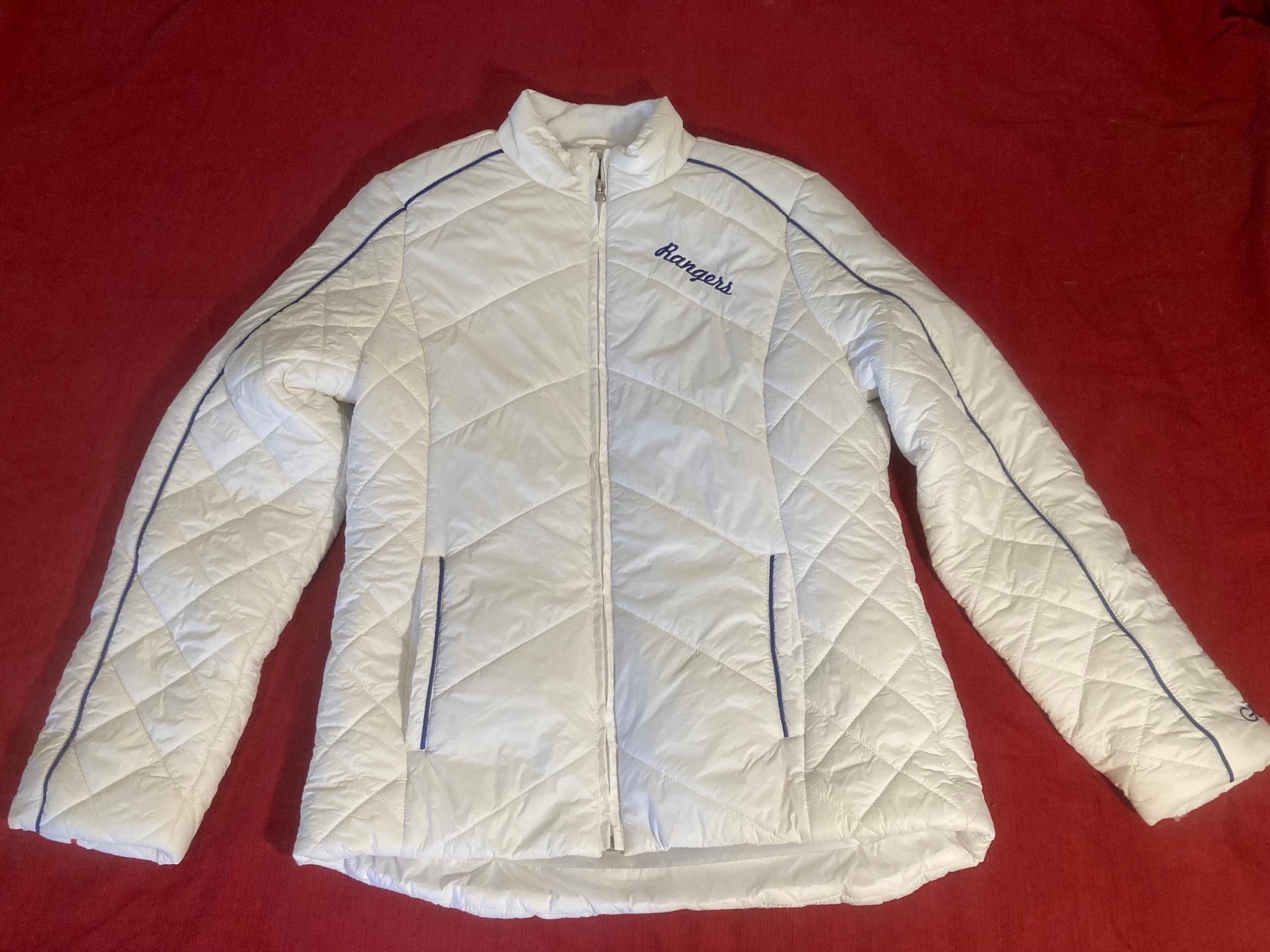 New York Rangers White Jacket Winter Coat Women’s Medium Diamond Pattern G-III