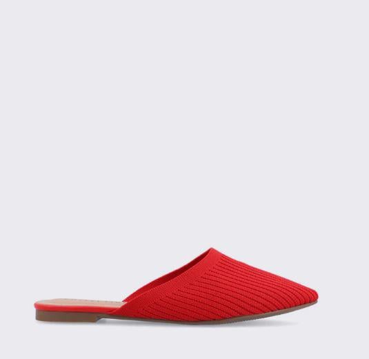 Journee Collection - ANIEE MULE FLATS IN STATEMENT KNIT FABRIC