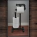 Industrial pipe free standing toilet paper roll holder with extra storage